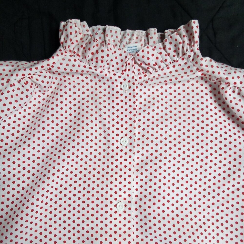 Vintage MCM Sears Dots Short Sleeve Button Shirt Blouse